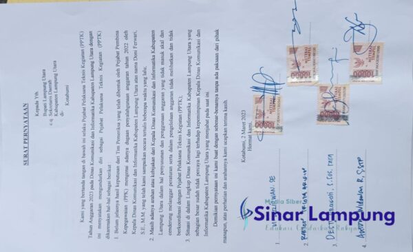 Lima Pejabat Diskominfo Lampung Utara Mundur Jadi PPTK?