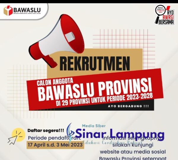 Open Recruitment Anggota Bawaslu Lampung 2023, Ini Syaratnya