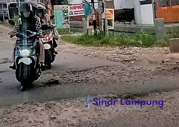 Pengendara Harus Berhati-hati Lewat Sini, Jalan Provinsi Lampung di RS Airan Banyak Lubangnya