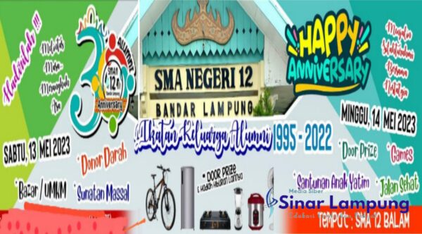 HUT ke-30 SMAN 12 Bandar Lampung Digelar 13-14 Mei Mendatang Ada Khitan Massal dan Jalan Sehat