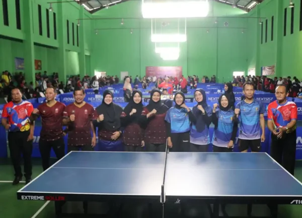 Tim Tenis Meja Lampung Taklukan Tim Kemendagri Pada Ajang PORNAS KORPRI XVII