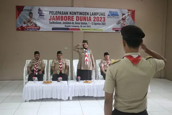 Ketua Kwarda Pramuka Lampung Chusnunia Chalim Lepas Kontingen Lampung Ikuti Jambore Pramuka Dunia ke-25 di Korea Selatan