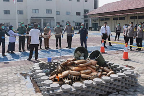 Polres Lampung Selatan Musnahkan Narkoba Bernilai Milyaran Rupiah