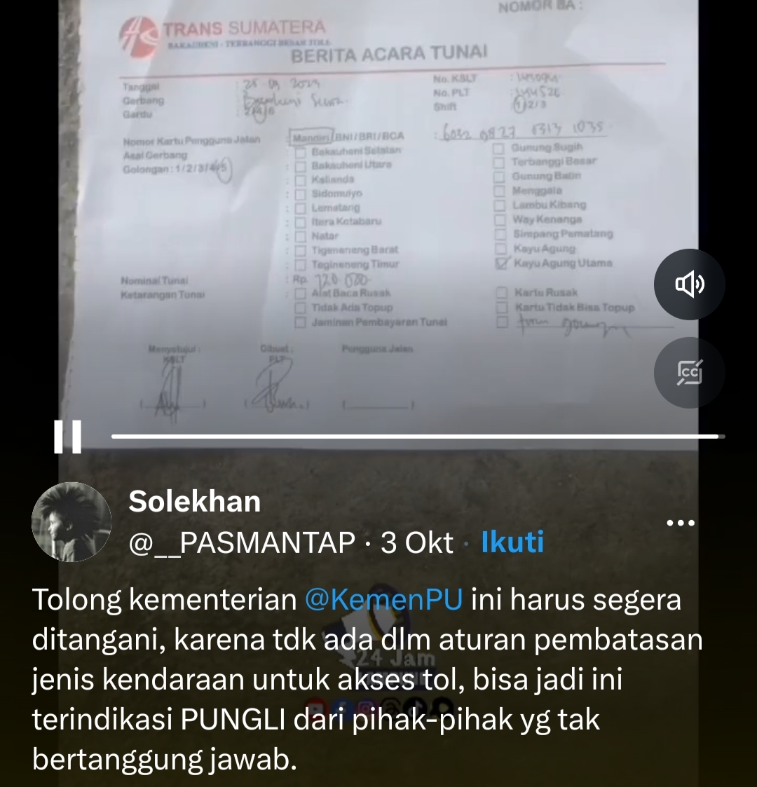 Viral Soal Sopir Truk Curiga Pungli di Pintu Tol Bakauheni Pengelola Bantah