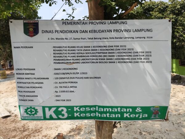 Pembangunan dan Rehab Sarpras SMAN 1 Kedondong DAK Rp2 M Bermasalah Diduga Jadi Ajang Korupsi Berjamaah