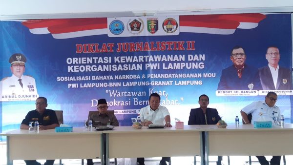 PWI Lampung Diklat Keorganisasian Sekaligus MoU dengan BNN dan Granat Terkait P4GN
