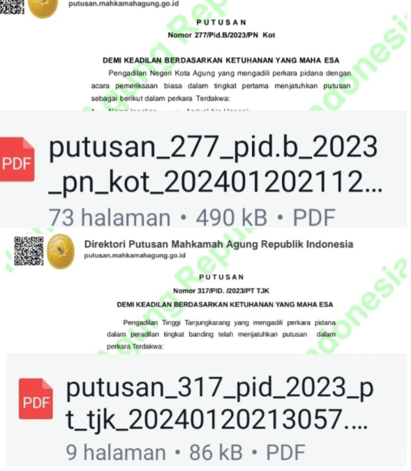Hakim Pengadilan Tinggi  Tanjungkarang Tolak Upaya Banding Kakon Way Nipah