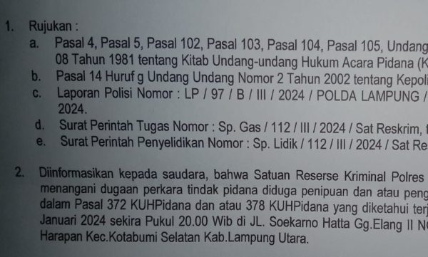 Kades Pekurun Tengah Dilaporkan ke Polres Lampung Utara Atas Tuduhan Penipuan, AR Membantah?