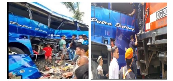 Tiga Penumpang Tewas Akibat Tabrakan KA Rajabasa Vs Bus Putra Sulung