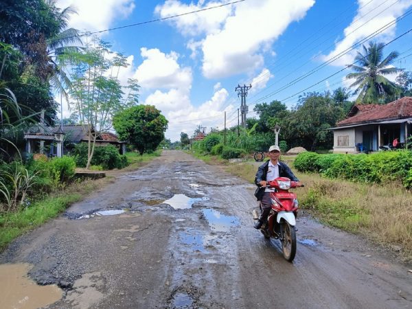 Jalan Tiyuh Marga Kencana Tulang Bawang Barat Penuh Lubang