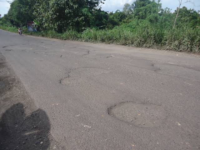 H-7 Pemudik Keluhkan Jalan Lintas Sumatera Blambangan Pagar-Bukit Kemuning Bergelombang dan Berlubang