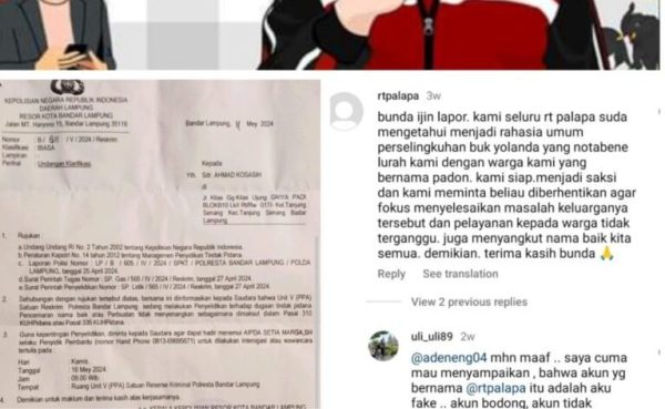 Dugaan Skandal Oknum Lurah Palapa Viral Dimedsos Suami Dilaporkan ke Polisi, Wartawan Konfirmasi Dimaki-maki