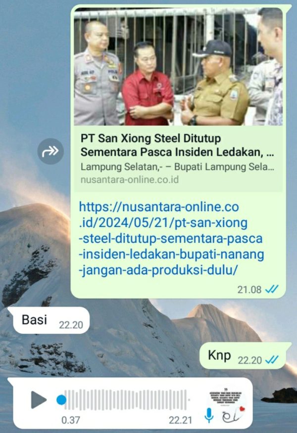 Selain Sebut Berita Wartawan Basi, Oknum Pekerja PT San Xiong Steel Tuding Bupati Nanang Datang ke Perusahaan Hanya Politik
