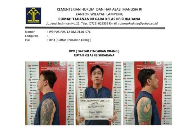 Otak Dibalik Kaburnya Napi Rutan Sukadana Bayu Wicaksono Diduga Libatkan 3 Oknum Pejabat