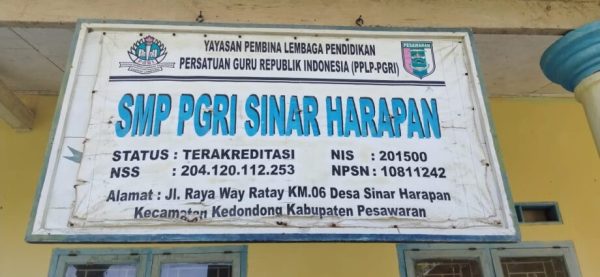 Tak Ada Murid Kepsek SMP PGRI Sinar Harapan Pesawaran Tetap Cairkan Dana BOS?