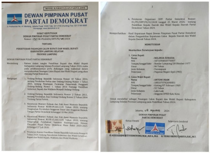 Demokrat Usung Pasangan Melinda-Antoni Imam Untuk Lampung Selatan, Egi-Syaiful Dapat Tambahan PKB Nanang Ermanto Terancam?