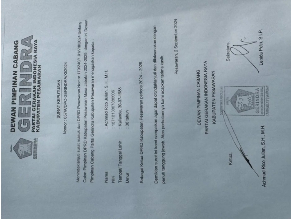 Penunjukan Ketua DPRD Pesawaran Abaikan Restu DPD dan DPP Gerindra? 