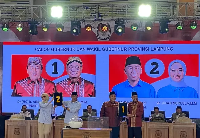 Sah, Arinal-Sutono Nomor Urut 1 Mirza-Jihan Nomor 2 Pilgub Lampung
