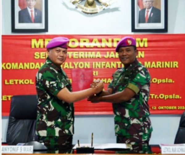 Memorandum Penyampaian Serah Terima Jabatan Danyonif 9 Marinir Batumenyan Pesawaran