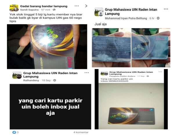 Ilegal! Penjualan Kartu E-Parkir UIN Raden Intan Lampung Menjamur di Medsos