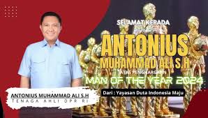 Bareng AHY Calon Wakil Bupati Pesawaran Antonius Muhammad Ali Dapar Reward Man of The Year 2024