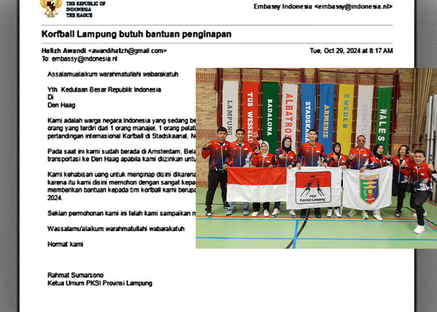 Kehabisan Uang, Tim Korfball Lampung Terdampar Di Belanda Aryodhia Sigap Bantu Kepulangan