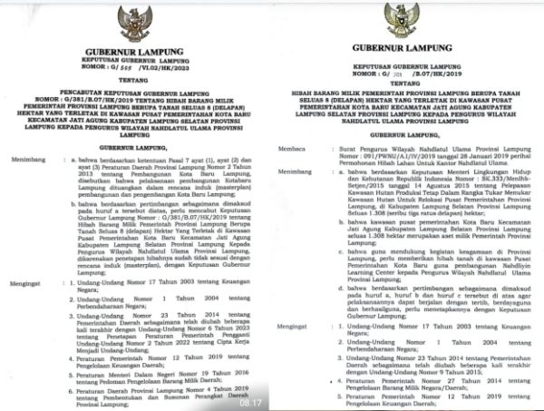 Hibah Tanah Untuk PWNU di Lahan Kota Baru Era Ridho Fichardo Dibatalkan Sepihak Arinal Djunaidi Pengurus NU Murka?