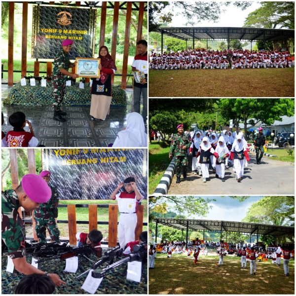 Yonif 9 Marinir Sambut Kunjungan Study Tour SD Muhammadiyah Metro Pusat