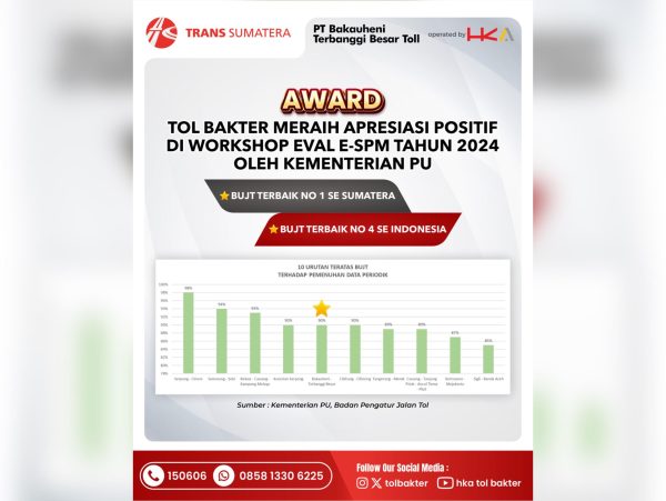 PT BTB Toll Raih Predikat BUJT Terbaik se-Pulau Sumatera