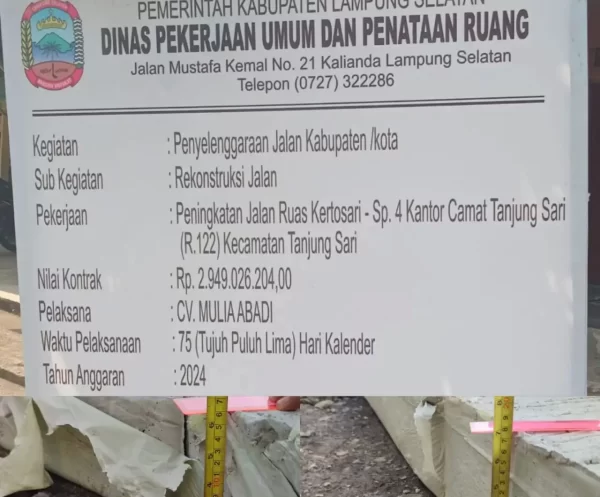 Lapor Pak Nanang Ermanto, Pengerjaan Proyek Ruas Jalan Rabat Beton Kertosari-SP 4 Kantor Camat Tanjungsari Rp2,9 Miliar Asal Jadi, Baru Satu Bulan Rampung Sudah Pada Rusak