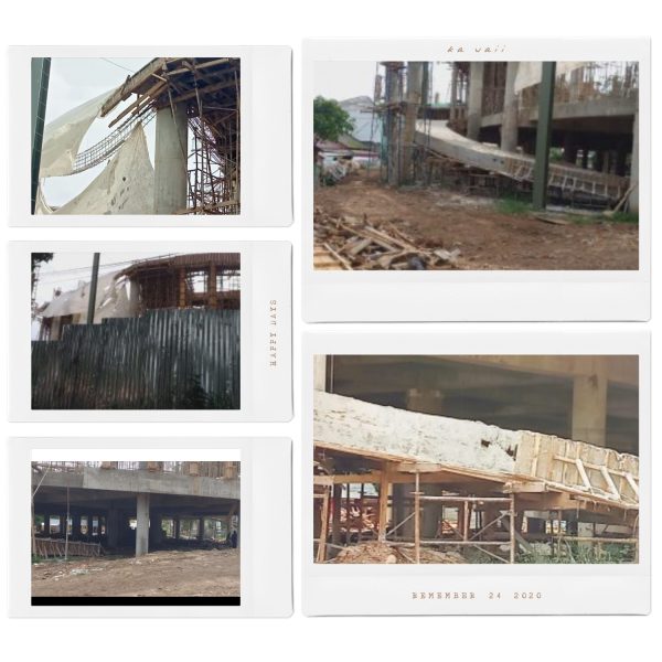 Kerangka Bangunan Proyek Convension Hall Kalianda Rp18,2 Miliar di Kalianda Ambruk