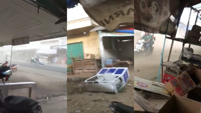 Angin Kencang Porak Porandakan Lapak Pedagang Pasar Sribawowo