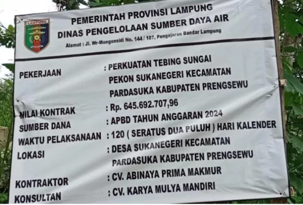 Belum Seumur Jagung Proyek Bronjong Rp645 Juta di Pekon Suka Negeri Pardasuka Sudah Rusak