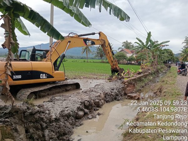 Anisipasi Banjir Desa Tanjung Rejo Bersihkan Material Sampah Dialiran Sungai