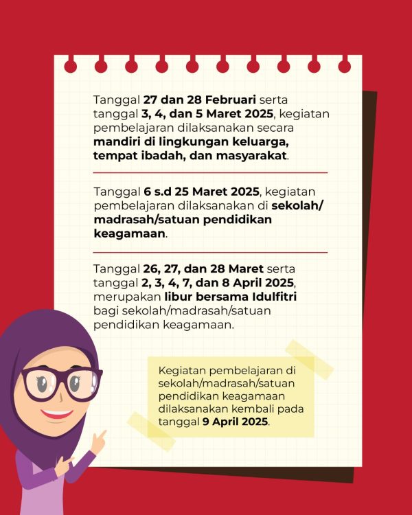 Edaran Bersama 3 Menteri: Kedepankan Nilai Ketakwaan, Pembelajaran di Bulan Ramadan