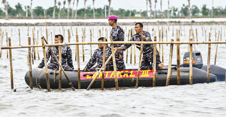 Pasukan Marinir Dan Nelayan Dikerahkan Cabut Pagar Laut