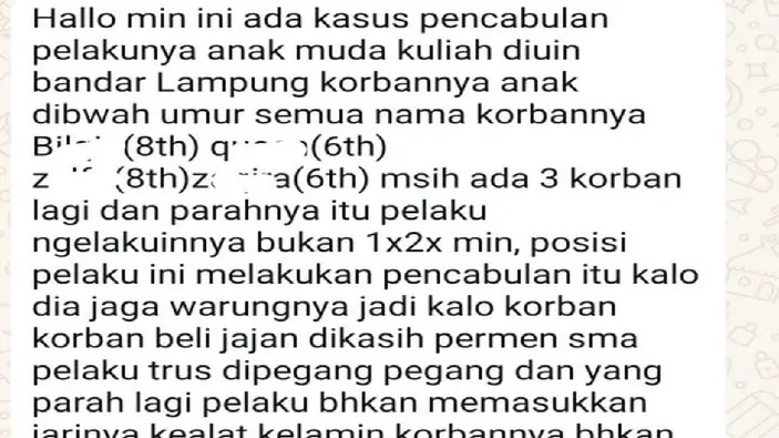 Setelah Viral Oknum Mahasiswa di Lampung Barat Perkosa Anak-Anak , Pelaku Ditangkap Polisi