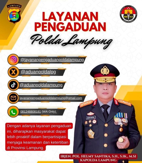 Polda Lampung Buka Platfon Pengaduan Digital, Respon Cepat Aduan Masyarakat ke Kepolisian