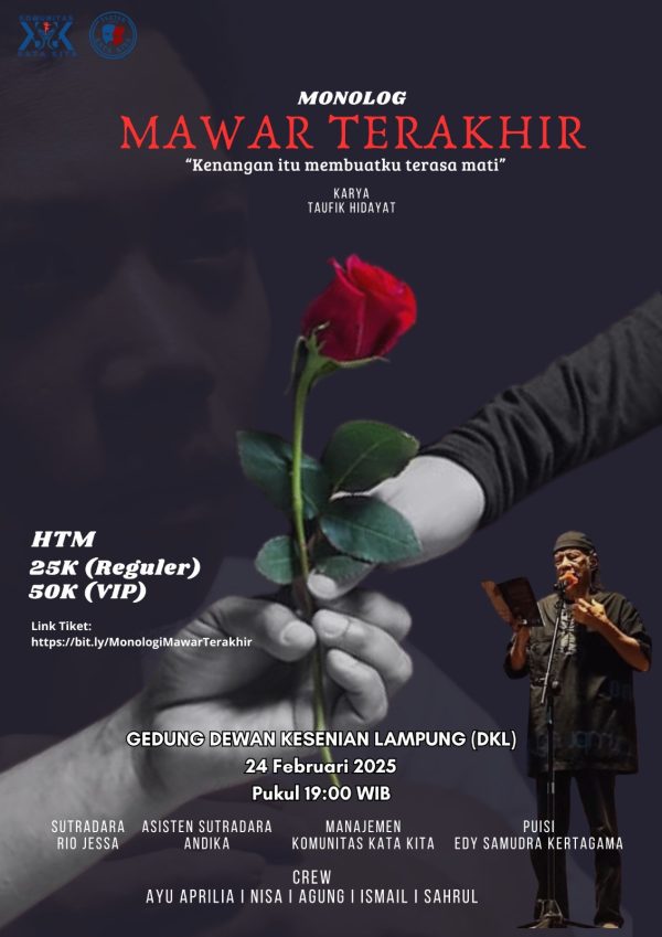 Monolog Mawar Terakhir āKenangan itu Membuatku Terasa Matiā Karya Taufik Hidayat Bakal Digelar di Gedung DKL