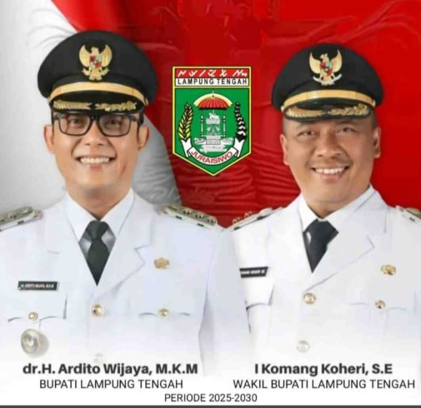 Ardito-Koheri Resmi Bupati dan Wakil Bupati Lampung Tengah
