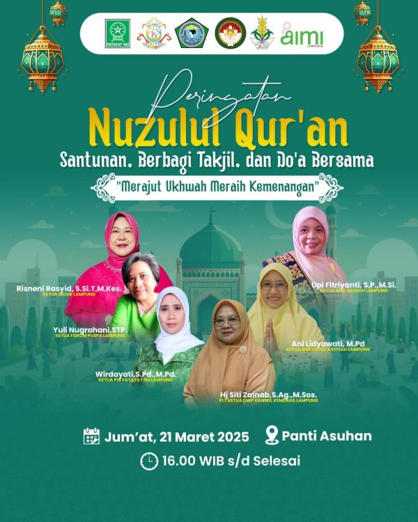 Fatayat NU Lampung Gelar Nazulul Quran, Ada Santunan dan Berbagi Takjil