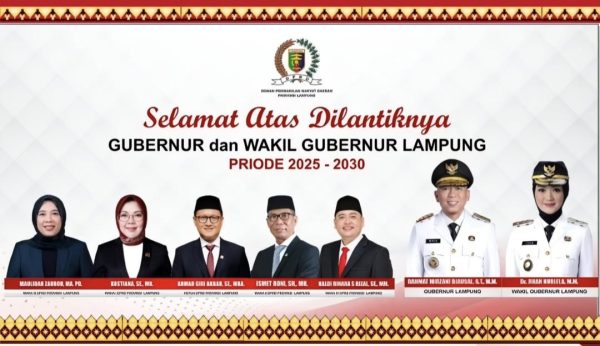 Pimpinan DPRD Provinsi Lampung Ucapkan Selamat atas Pelantikan Gubernur dan Wakil Gubernur Lampung Periode 2025-2030