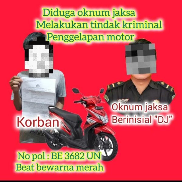 Modus Pinjam Dulu Sebentar Oknum Staf Jaksa Kejati Lampung Bawa Kabur Dua Motor Kenalannya, Dilaporkan ke Polresta