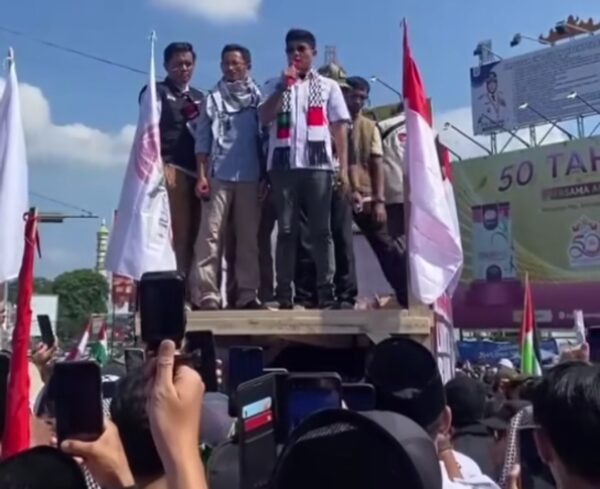 Aksi Bela Palestina di Lampung, Babang Tamvan Berdoa Allah Segera Turunkan Burung Ababil