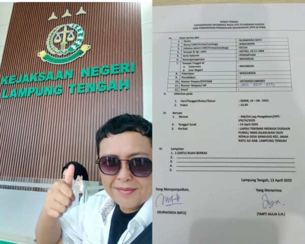 JPK Laporkan Kepala Kampung Srimulyo Sahpirin ke Kejari Lampung Tengah