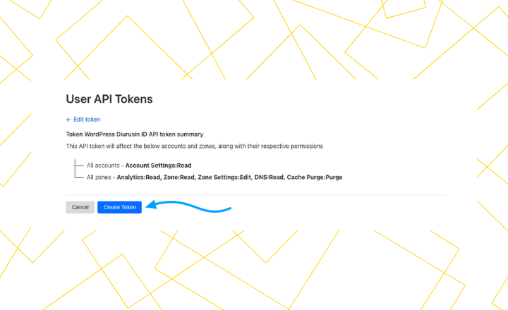 Klik tombol Create Token