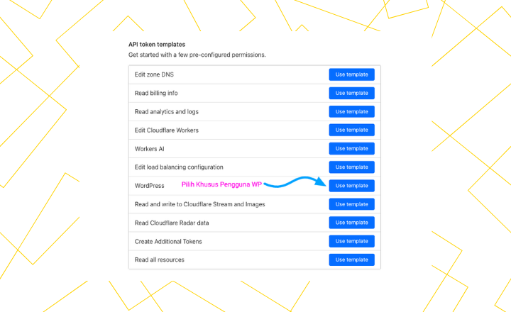 Pilih template khusus WordPress