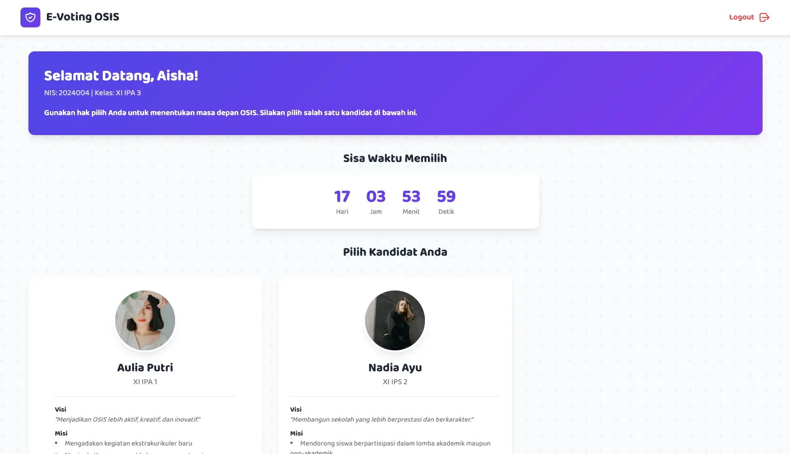 Dashboard Siswa