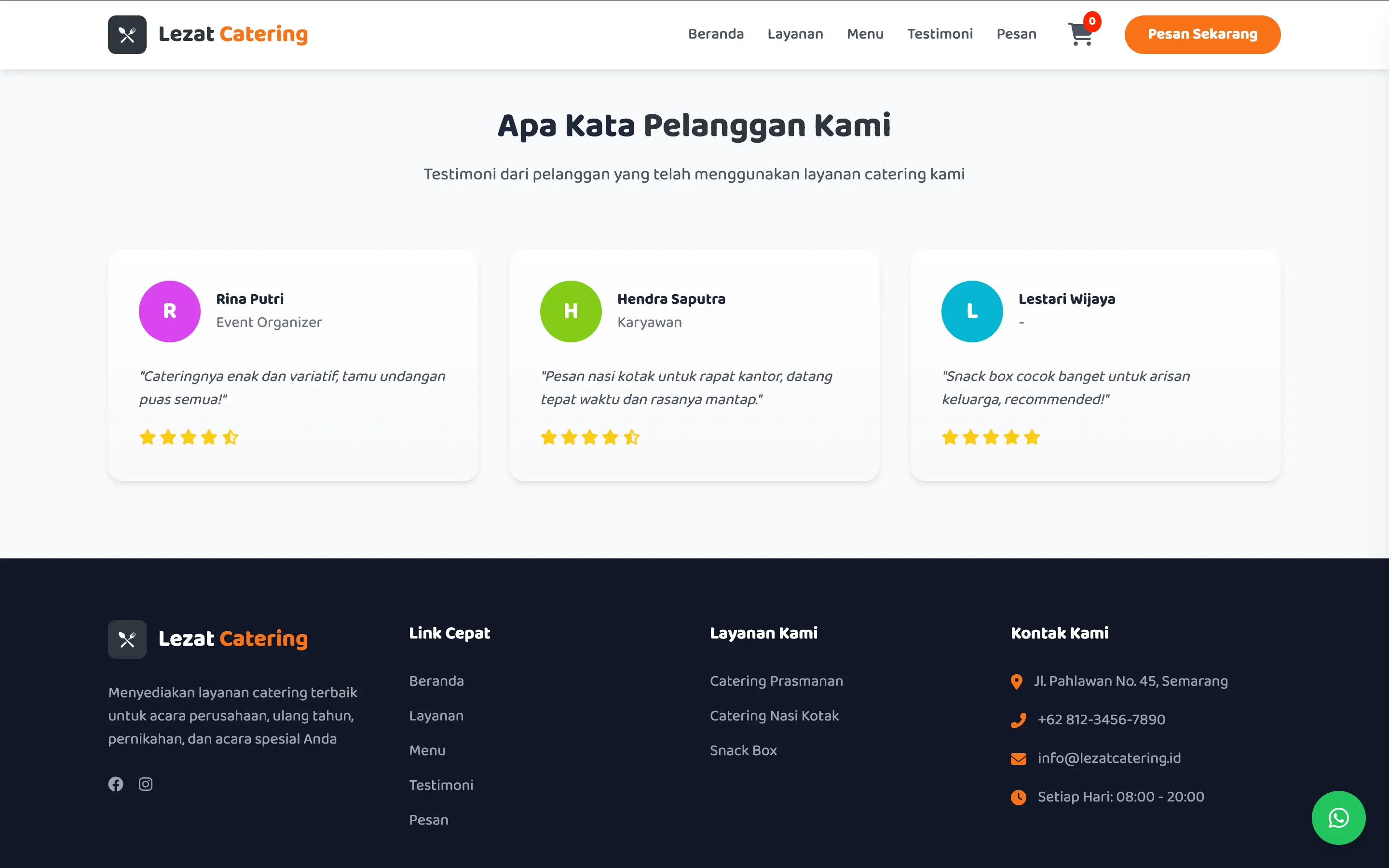 Landing Page - Testimoni